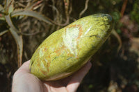 Polished Green Opal Standing Free Forms x 2 From Madagascar