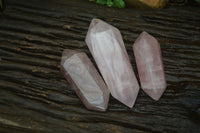 Polished Rose Quartz Points x 3 From Madagascar