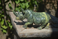 Polished Leopard Stone Rhino Carving x 1 From Zimbabwe