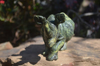 Polished Leopard Stone Rhino Carving x 1 From Zimbabwe