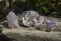 Polished Smokey Amethyst Window Quartz Crystals x 3 From Madagascar