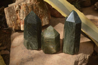 Polished Fuchsite Quartz Points x 3 From Madagascar