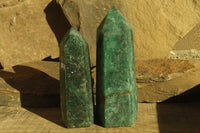 Polished Fuchsite Quartz Prisms x 2 From Madagascar