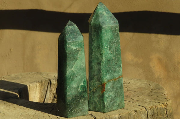 Polished Fuchsite Quartz Prisms x 2 From Madagascar