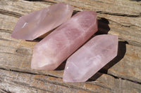 Polished Rose Quartz Crystals x 3 From Madagascar