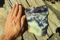 Polished On One Side Watermelon Fluorite Specimens x 2 From Uis, Namibia