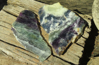 Polished On One Side Watermelon Fluorite Specimens x 2 From Uis, Namibia