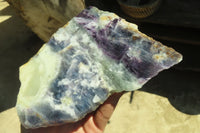 Polished On One Side Watermelon Fluorite Specimens x 2 From Uis, Namibia