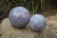 Polished Lepidolite Spheres x 2 From Madagascar