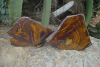 Polished On One Side Nguni Jasper Specimens x 2 From Prieska, South Africa