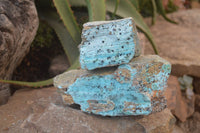 Natural Chrysocolla Dolomite Specimens x 2 From Likasi, Congo