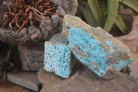 Natural Chrysocolla Dolomite Specimens x 2 From Likasi, Congo