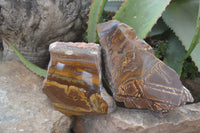 Polished On One Side Nguni Jasper Specimens x 2 From Prieska, South Africa