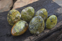 Polished Green Opal Standing Free Forms x 6 From Madagascar