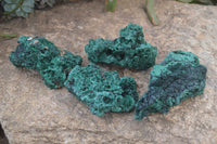 Natural Silky Malachite Specimens x 4 From Kasompe, Congo