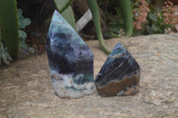 Polished Watermelon Fluorite Standing Free Forms x 2 From Uis, Namibia