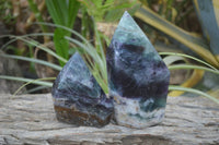 Polished Watermelon Fluorite Standing Free Forms x 2 From Uis, Namibia