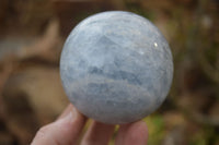 Polished Blue Calcite Spheres x 2 From Madagascar