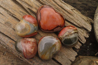 Polished Polychrome Jasper Hearts x 5 From Madagascar