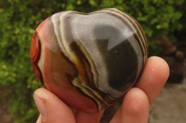 Polished Polychrome Jasper Hearts x 5 From Madagascar