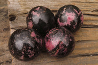 Polished Rhodonite Spheres x 4 From Madagascar