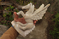 Polished White Marble Pegasus Carving x 1 From Zimbabwe