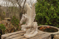 Polished White Marble Pegasus Carving x 1 From Zimbabwe