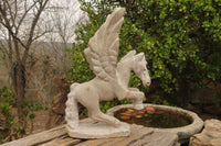 Polished White Marble Pegasus Carving x 1 From Zimbabwe