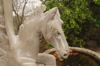 Polished White Marble Pegasus Carving x 1 From Zimbabwe