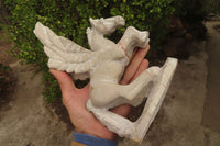 Polished White Marble Pegasus Carving x 1 From Zimbabwe