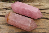 Polished Rose Quartz Crystals x 3 From Madagascar