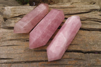 Polished Rose Quartz Crystals x 3 From Madagascar