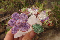 Hand Made Medium Gemstone Butterfly With Rose - sold per piece From South Africa