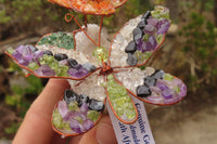 Hand Made Medium Gemstone Butterfly With Rose - sold per piece From South Africa