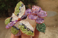 Hand Made Medium Gemstone Butterfly With Rose - sold per piece From South Africa