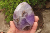 Polished Chevron Amethyst Standing Free Forms x 3 From Madagascar