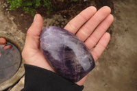 Polished Chevron Amethyst Standing Free Forms x 3 From Madagascar