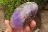 Polished Chevron Amethyst Standing Free Forms x 3 From Madagascar