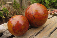 Polished Red Jasper Spheres x 2 From Madagascar