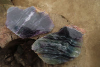 Polished On One Side Watermelon Fluorite Specimens x 2 From Namibia