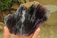 Polished On One Side Watermelon Fluorite Specimens x 2 From Namibia