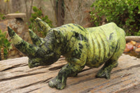 Polished Leopard Stone Rhino Carving x 1 From Zimbabwe