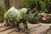 Polished Leopard Stone Rhino Carving x 1 From Zimbabwe