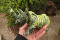 Polished Leopard Stone Rhino Carving x 1 From Zimbabwe