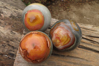 Polished Polychrome Jasper Spheres x 3 From Mahajanga, Madagascar