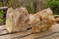 Natural Smokey Quartz Clusters x 2 From Luena, Congo