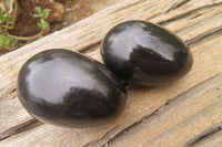 Polished Black Schorl Tourmaline Eggs x 6 From Madagascar