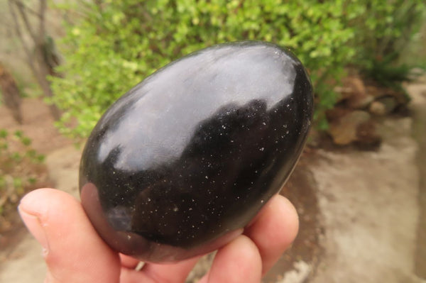 Polished Black Schorl Tourmaline Eggs x 6 From Madagascar