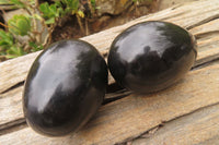 Polished Black Schorl Tourmaline Eggs x 6 From Madagascar