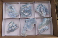 Natural Etched Blue Chalcedony Specimens x 6 From Malawi